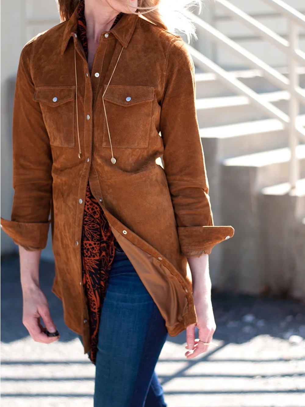 Forever 21 Suede Shirt Jacket in Rust Brown - Picture 7 of 9